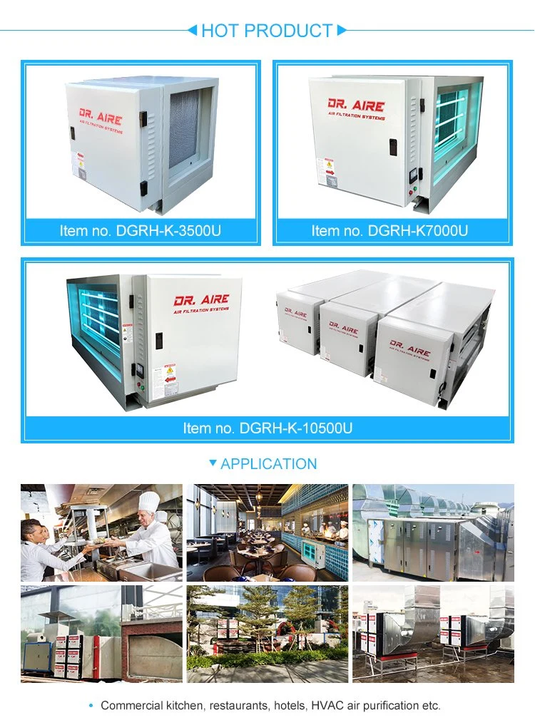 Duct Mounted Cooking Oil Mist Purifier with Electrostatic Filter